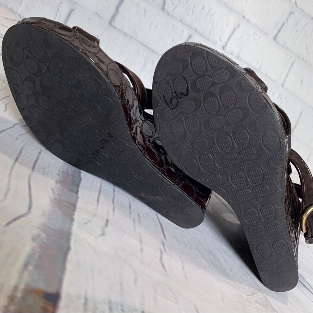 COACH Marlla Stitched Wedges - Dark Brown - Picture 6 of 8